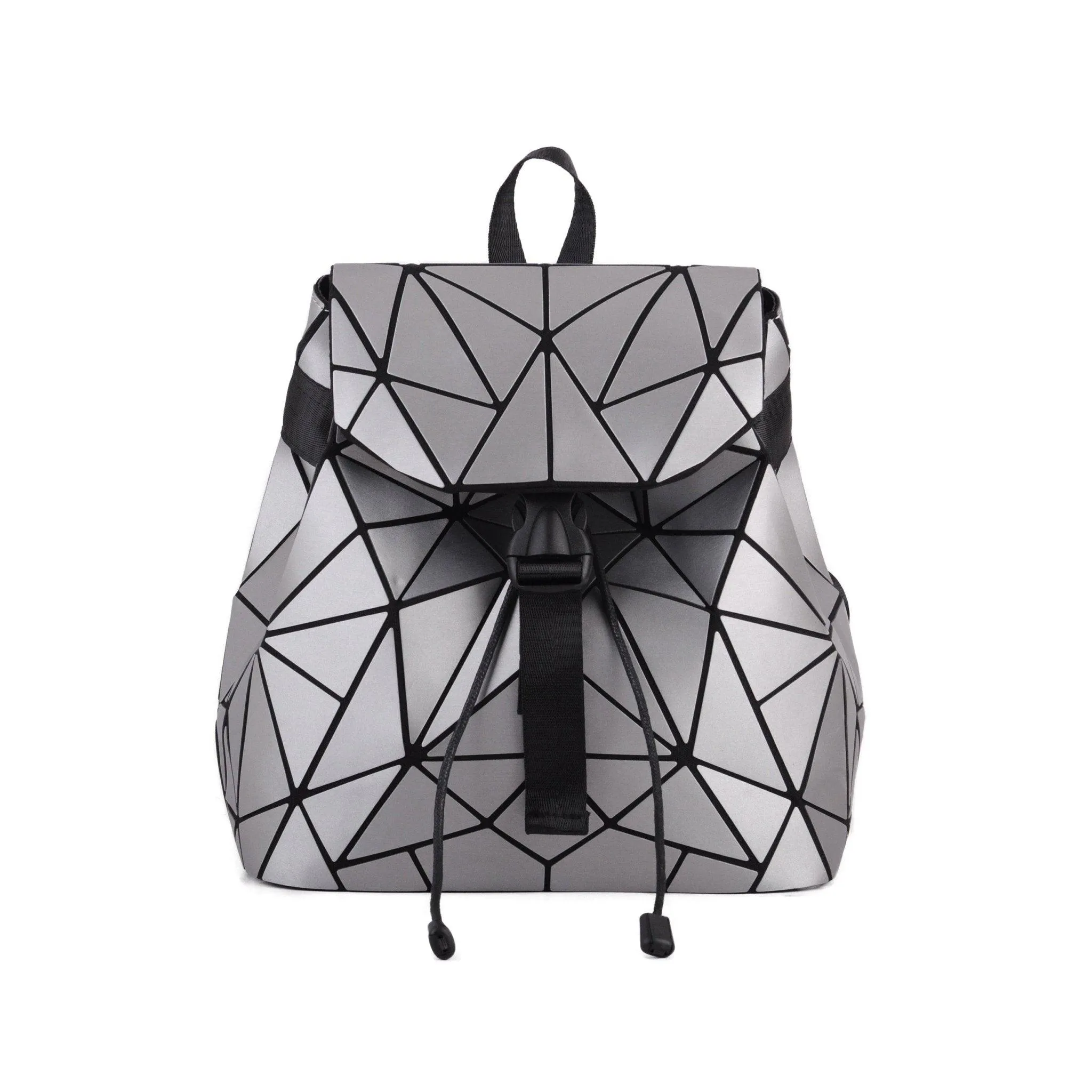 Flexible Geometric Matte Drawstring Backpack