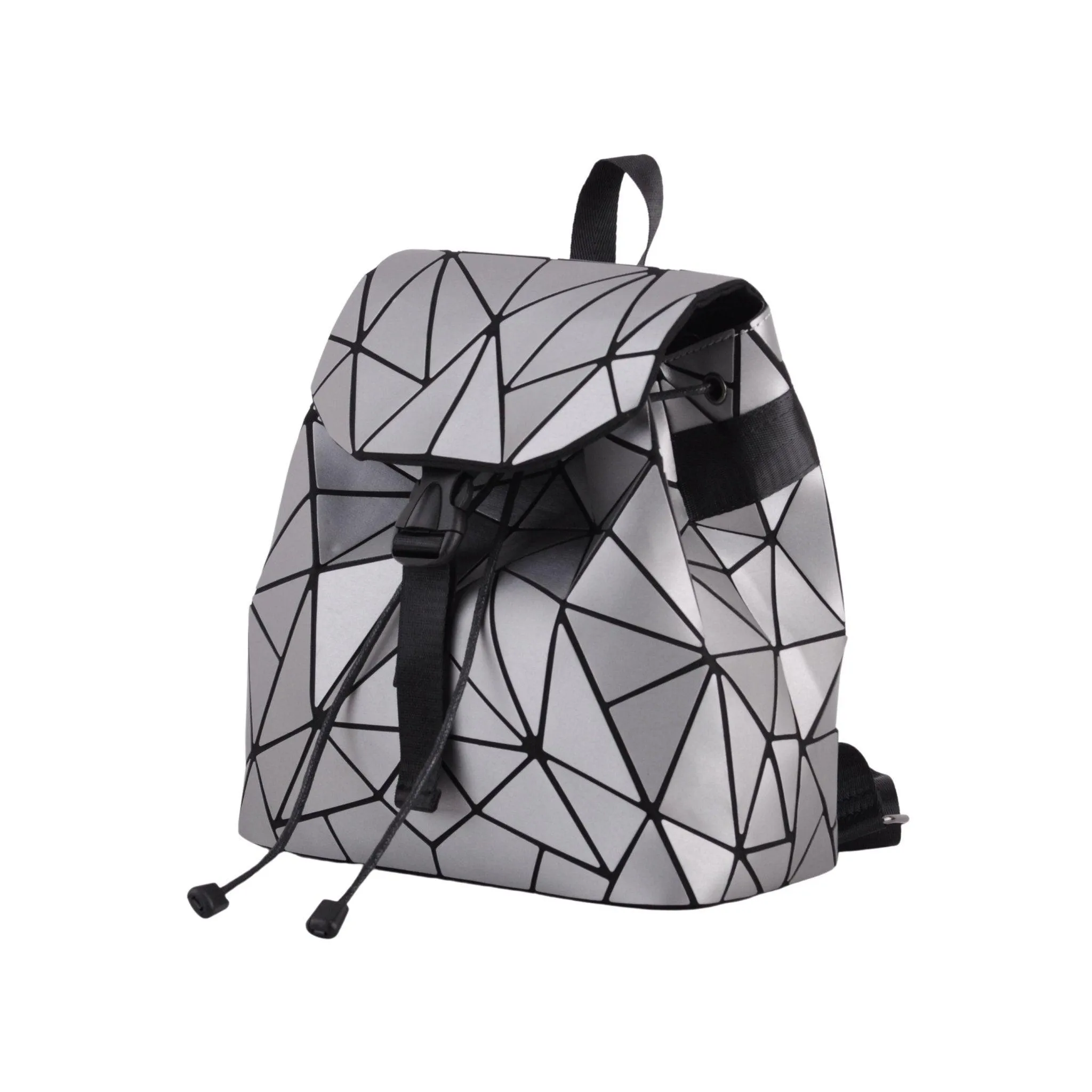 Flexible Geometric Matte Drawstring Backpack