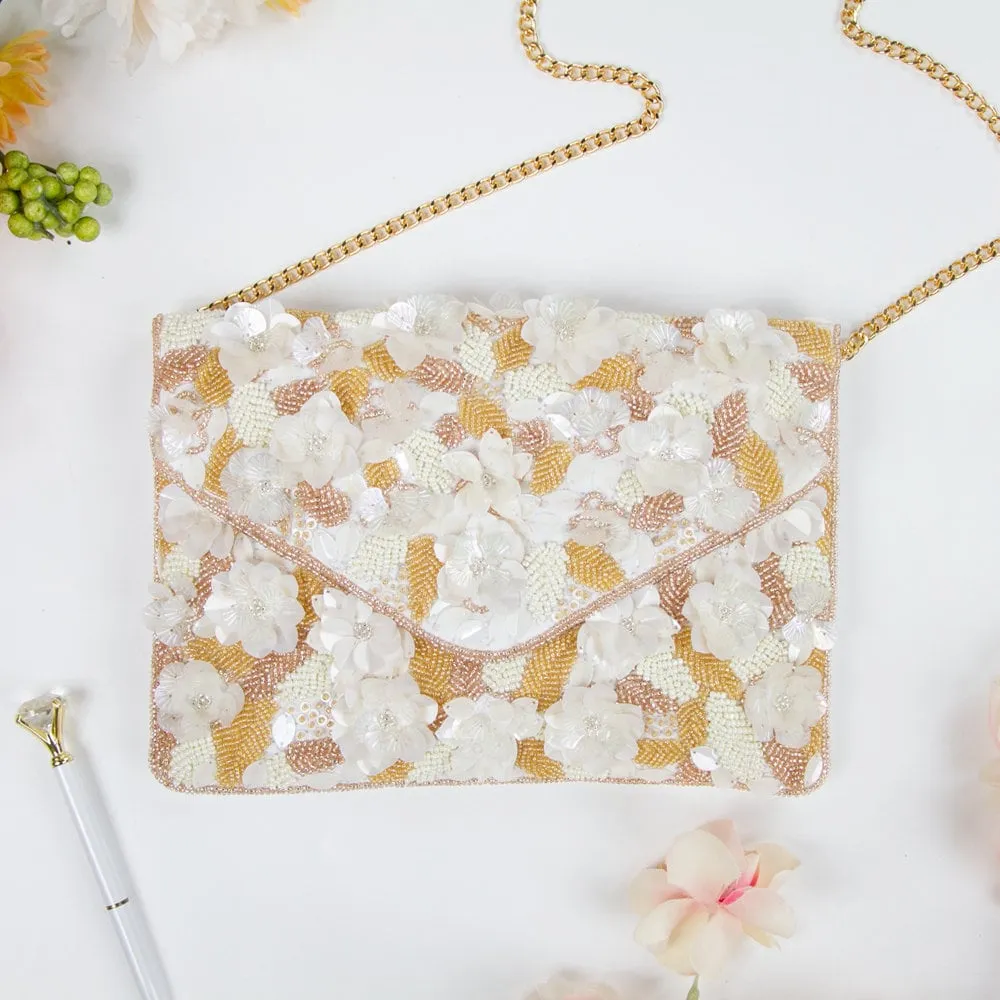 Floral Beaded Clutch Bag