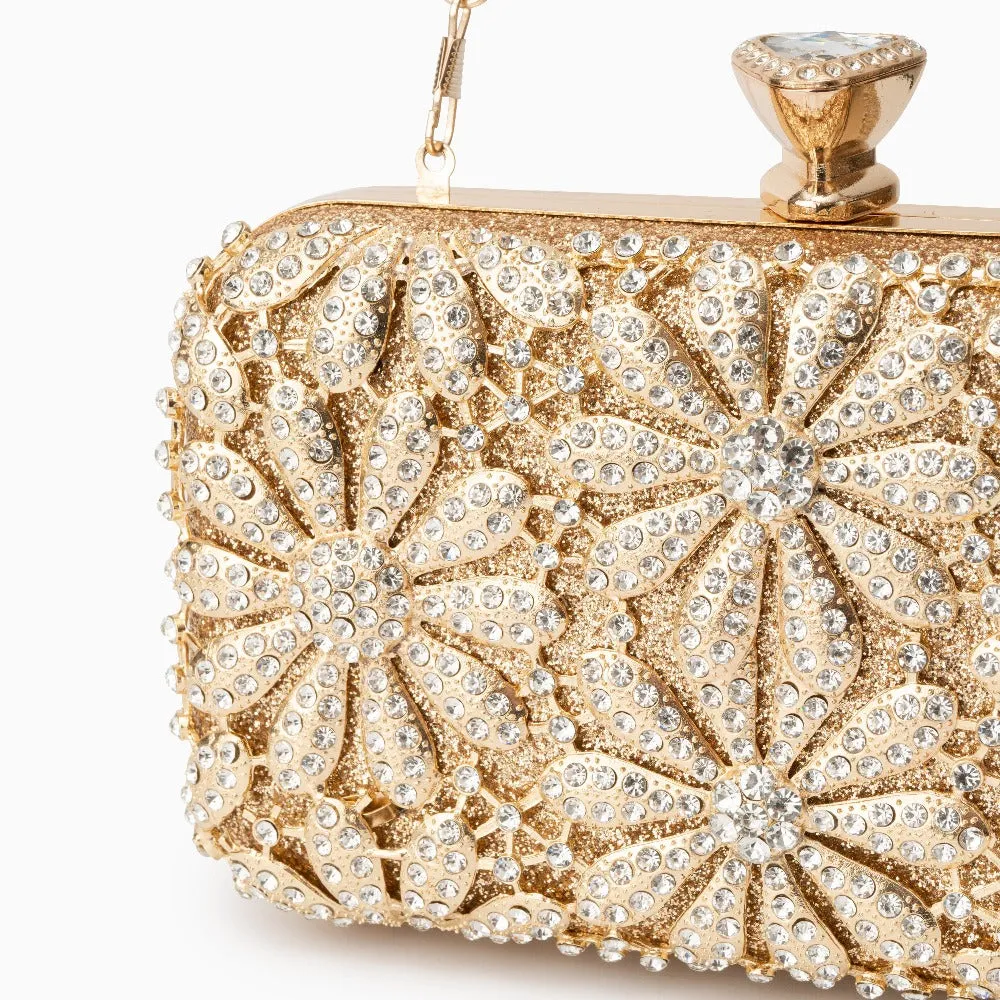 Flower Rhinestones Clutch Bag