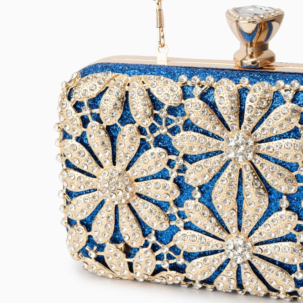 Flower Rhinestones Clutch Bag