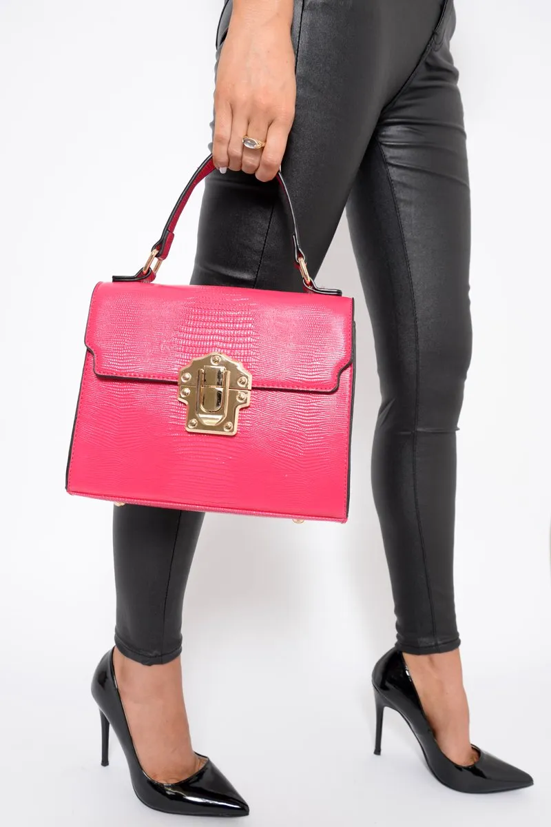 Fuchsia Gold Detail Classic Handbag - Paulie