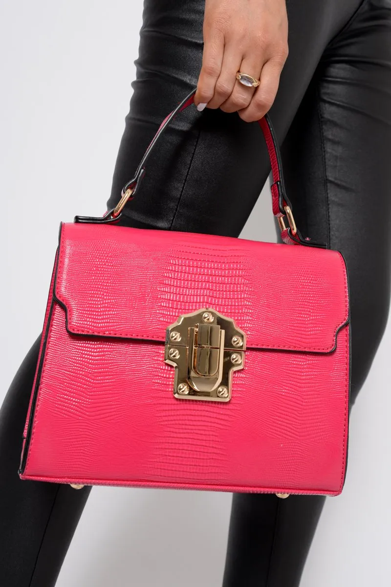 Fuchsia Gold Detail Classic Handbag - Paulie