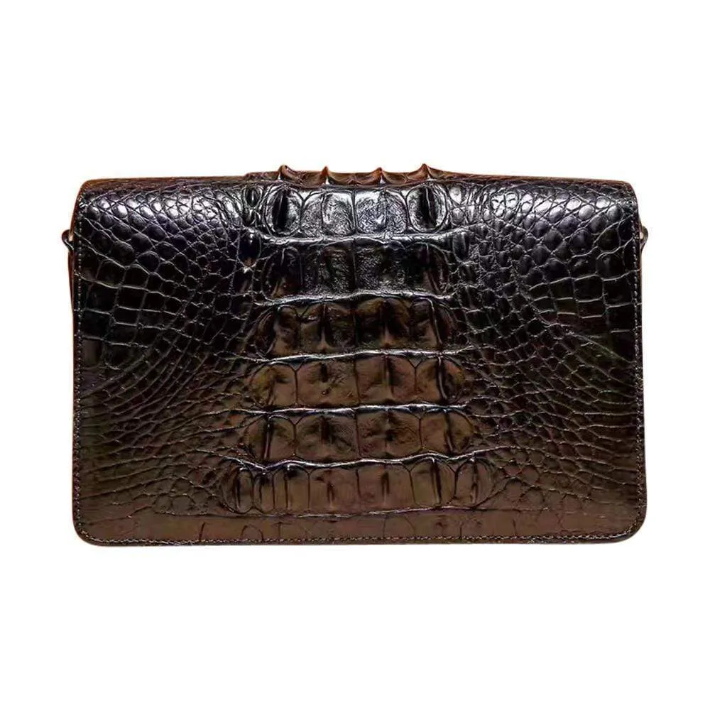 Genuine Crocodile Leather Shoulder Bags With Chain Black For women