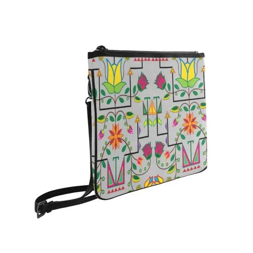 Geometric Floral Summer-Gray Slim Clutch Bag