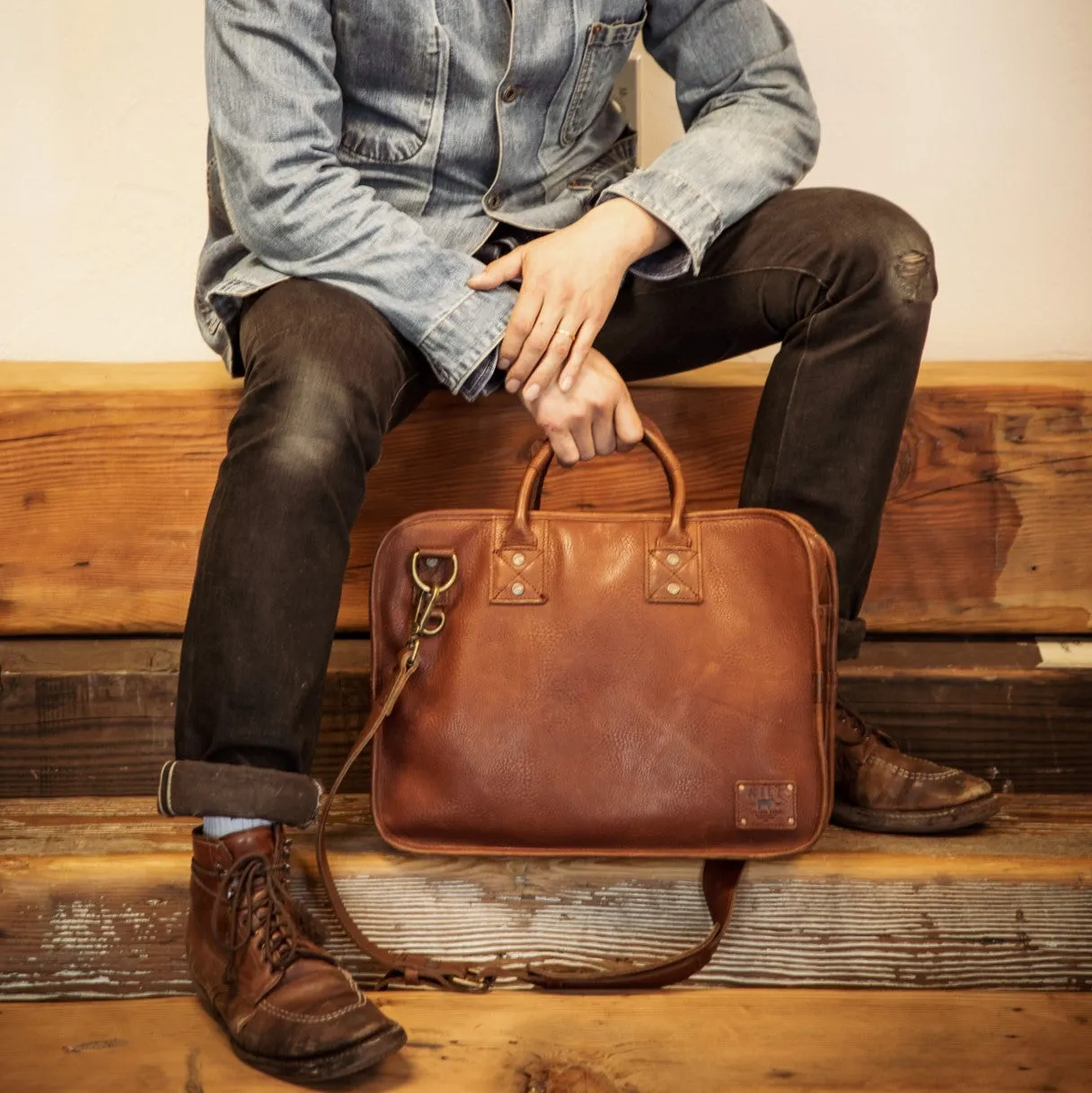 Hank Leather Satchel in Cognac by Will Leather Goods