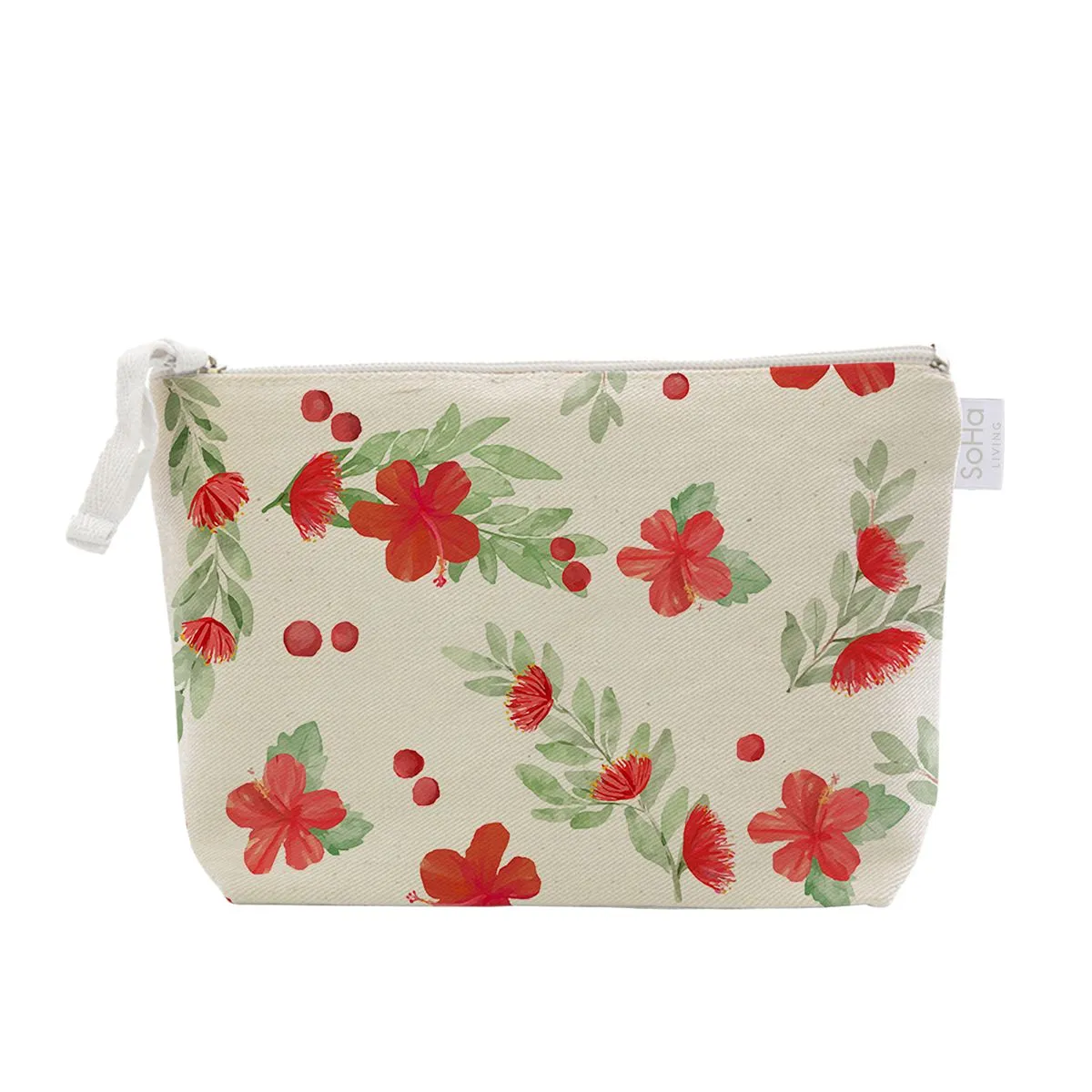 Hibiscus Pattern Cosmetic Bag, Large