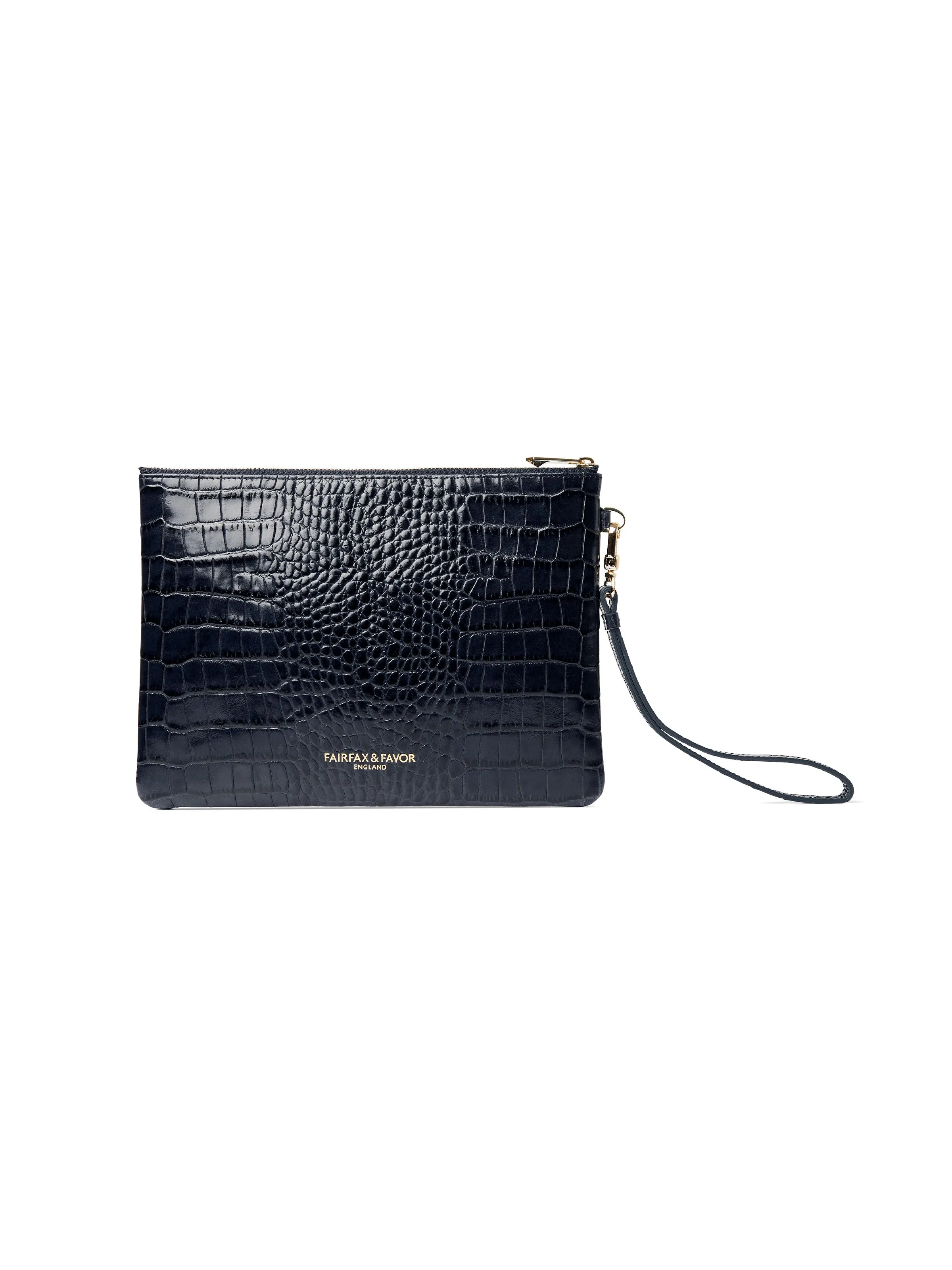 Highbury Clutch - High Shine Navy Croc