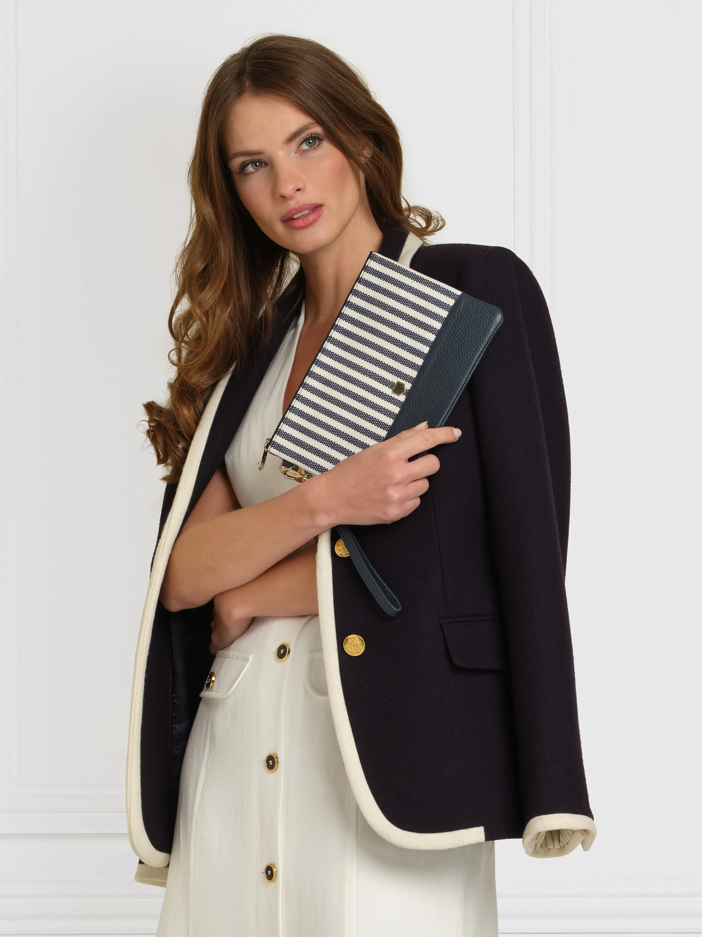 Highbury Clutch - Navy Stripe