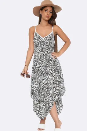 Italian Leopard Strappy Hanky Hem Dress