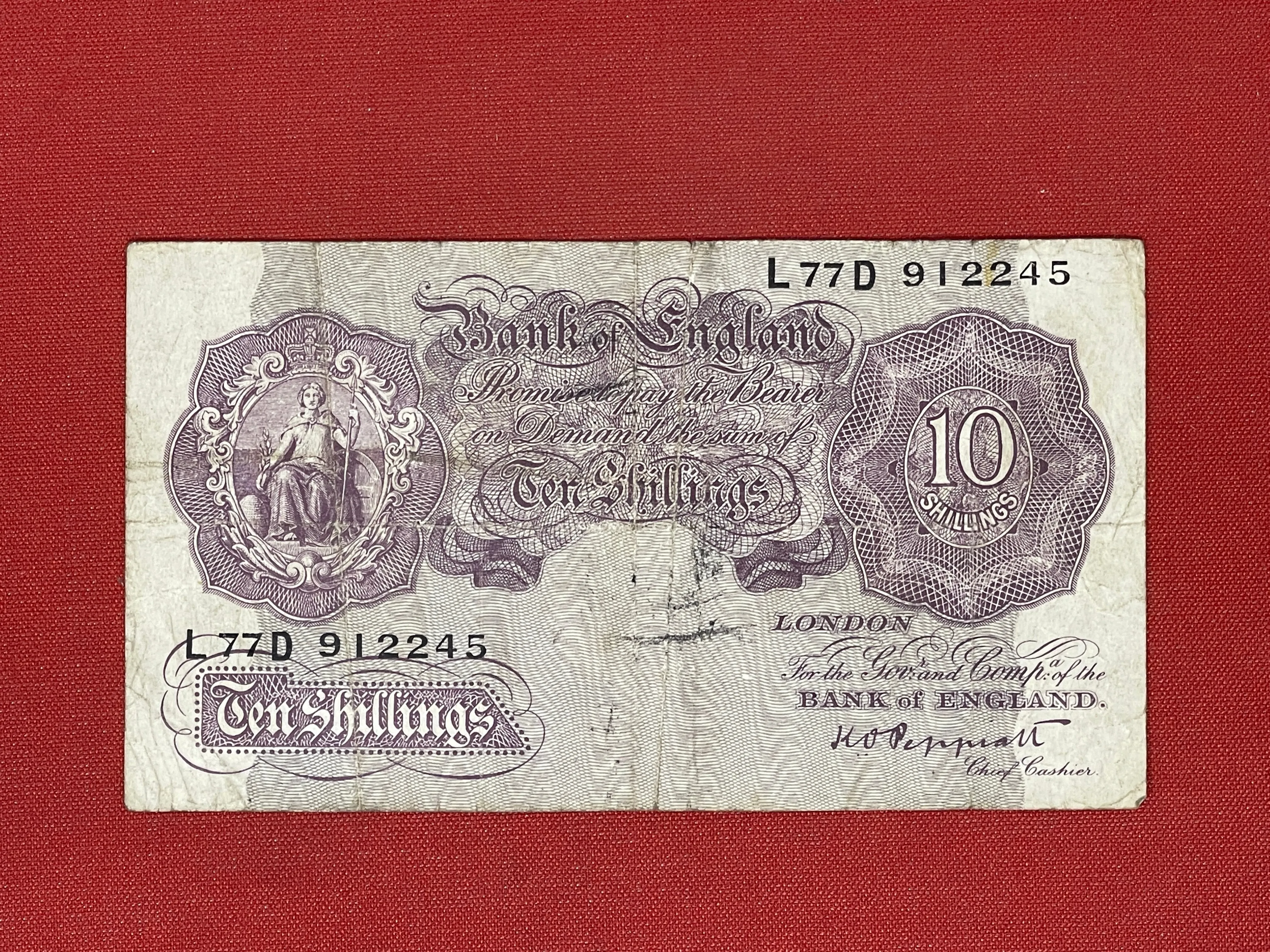 K.O. Peppiatt, 10 Shilling, L77D912245  ( Dugg. B.251) Emergency Issue Series