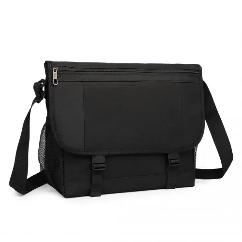 Kono High Security Messenger Bag Satchel Shoulder Bag - Black - 15.6" Laptop Compatible