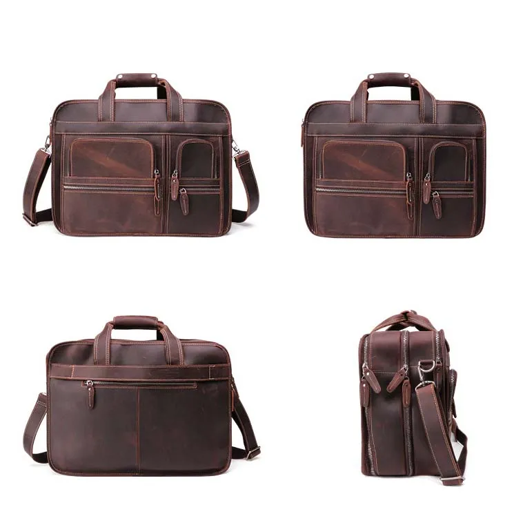 Leather Business Bag Retro Shoulder Bag High-capacity Handbags For Men B11068