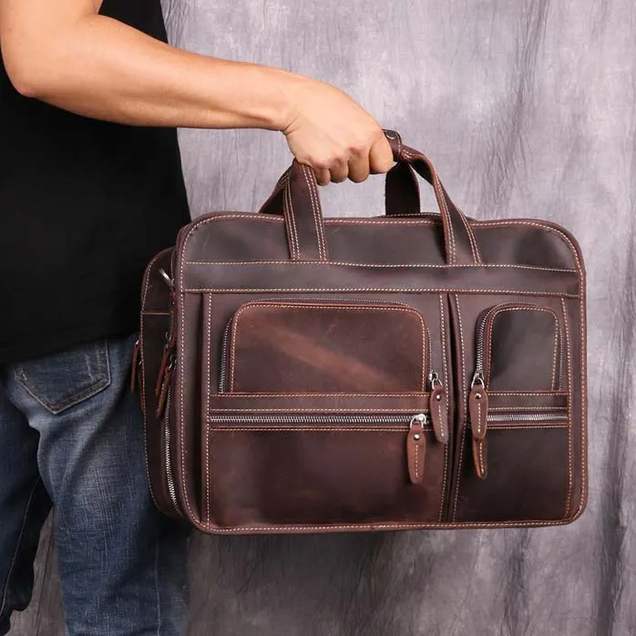 Leather Business Bag Retro Shoulder Bag High-capacity Handbags For Men B11068