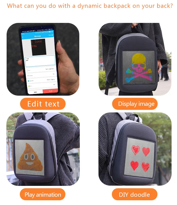 Led Screen Display Wireless Backpack