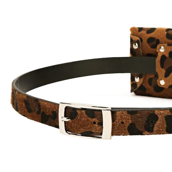 Leopard Pattern Plush Waist Bag Phone Chest For Women