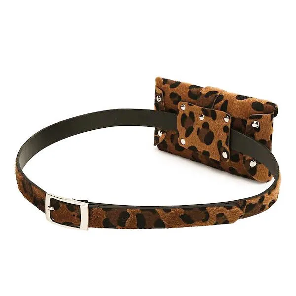 Leopard Pattern Plush Waist Bag Phone Chest For Women