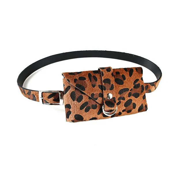 Leopard Pattern Plush Waist Bag Phone Chest For Women