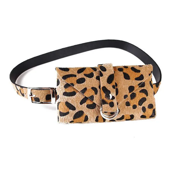 Leopard Pattern Plush Waist Bag Phone Chest For Women