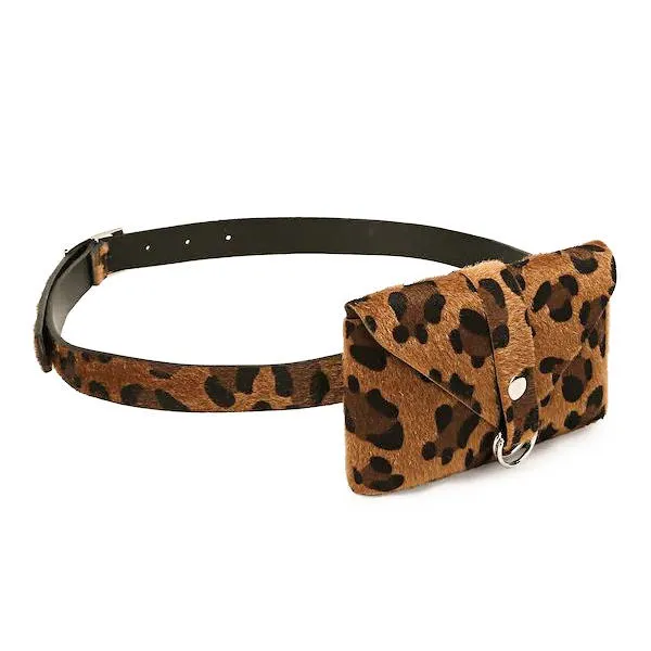 Leopard Pattern Plush Waist Bag Phone Chest For Women