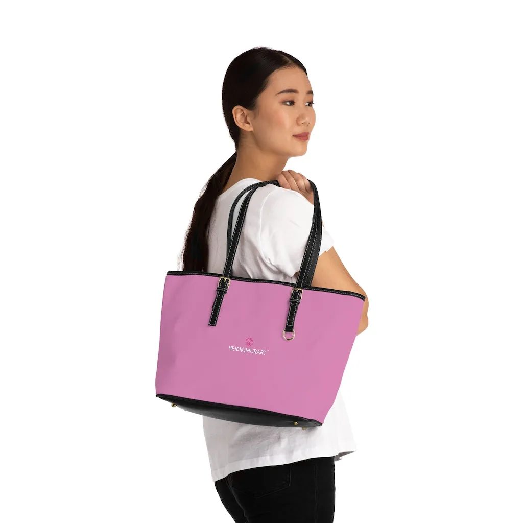 Light Pink Zipped Best Tote Bag, Solid Color Modern Essential Designer PU Leather Shoulder Bag For Ladies