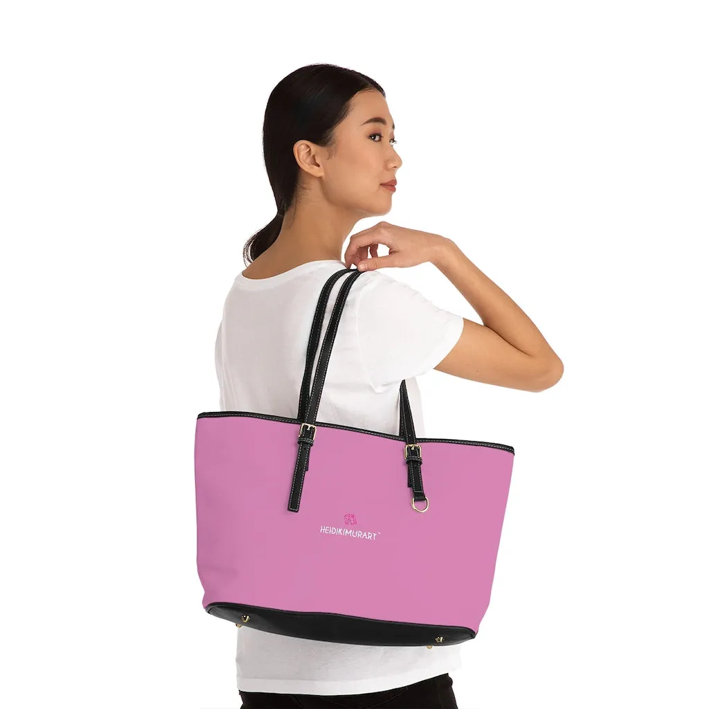 Light Pink Zipped Best Tote Bag, Solid Color Modern Essential Designer PU Leather Shoulder Bag For Ladies