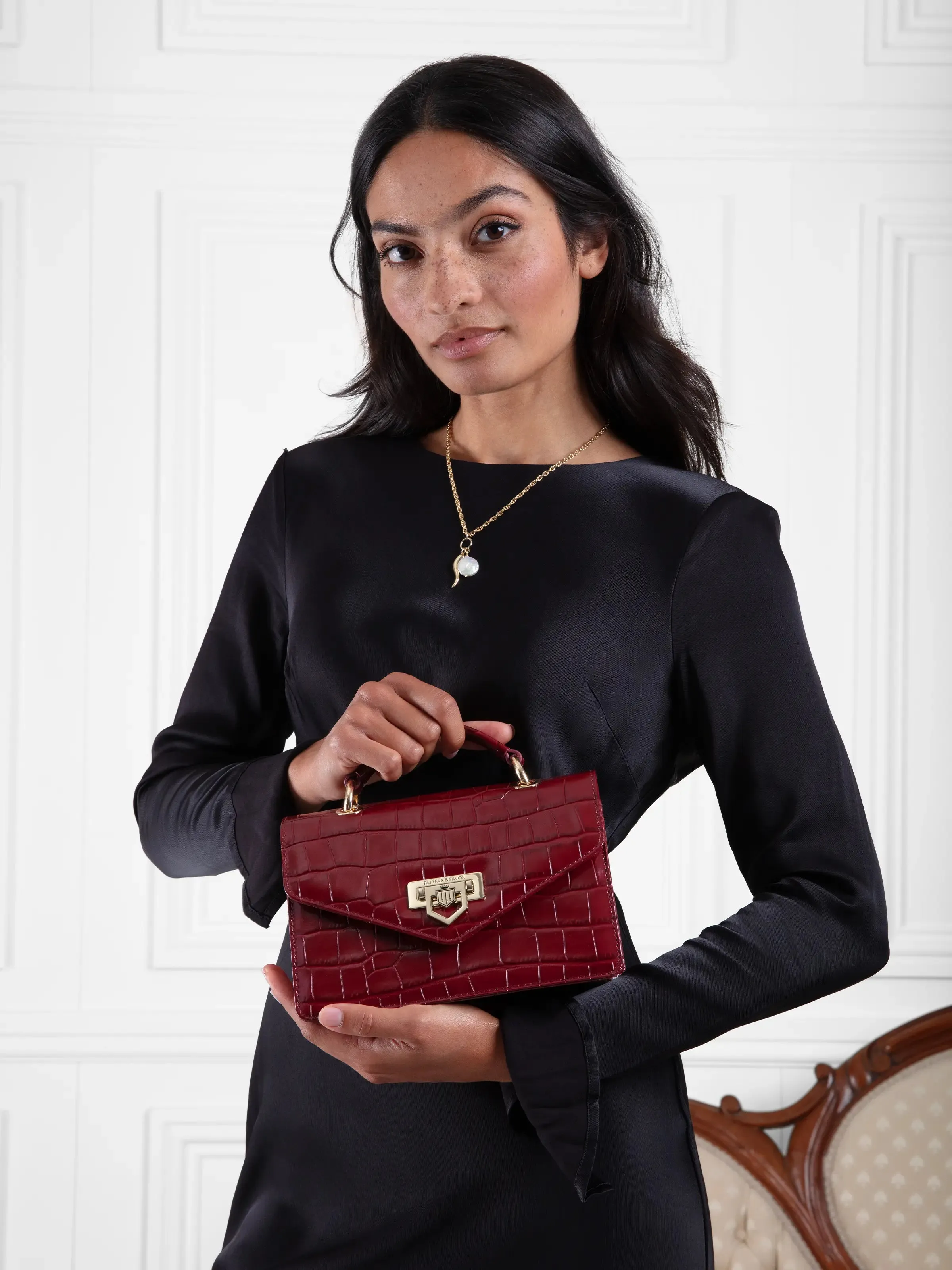 Loxley Mini Cross Body Bag - Ruby Croc Leather