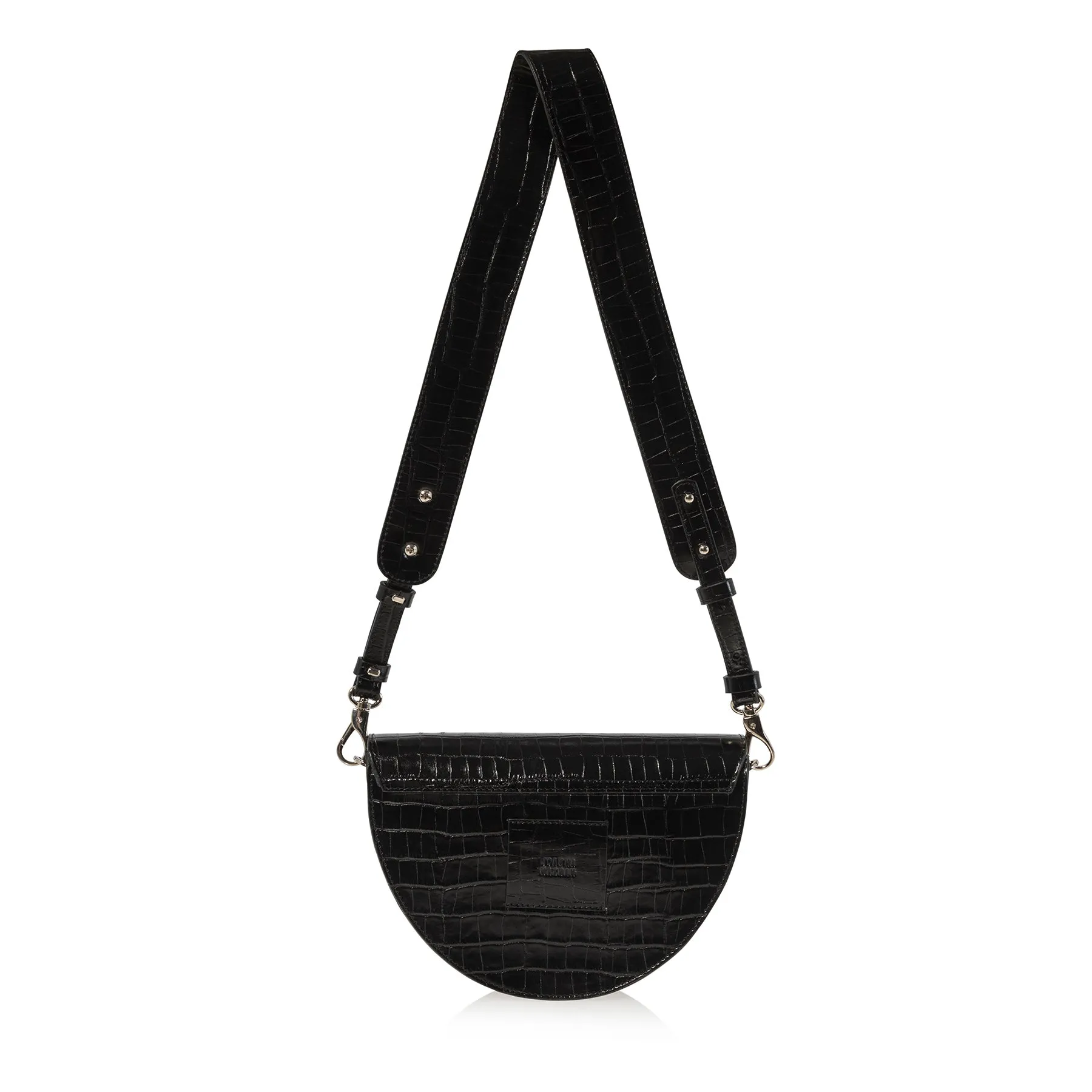 Lune Saddle Bag (Black Croc-Embossed)