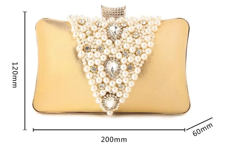 Luxy Moon Beaded Evening Bags Pearl Crystal Wedding Clutches