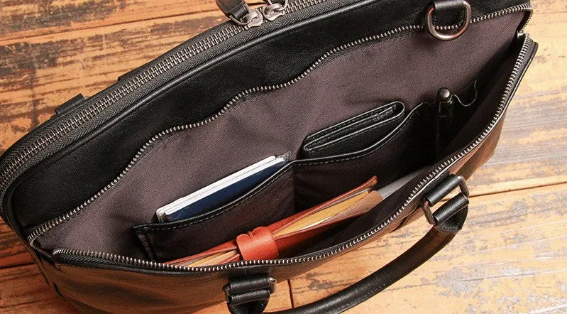 Man Handmade Leather Briefcase Men Messenger Bag Laptop Bag