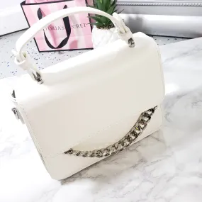 Maya~Mini White & Silver Clutch