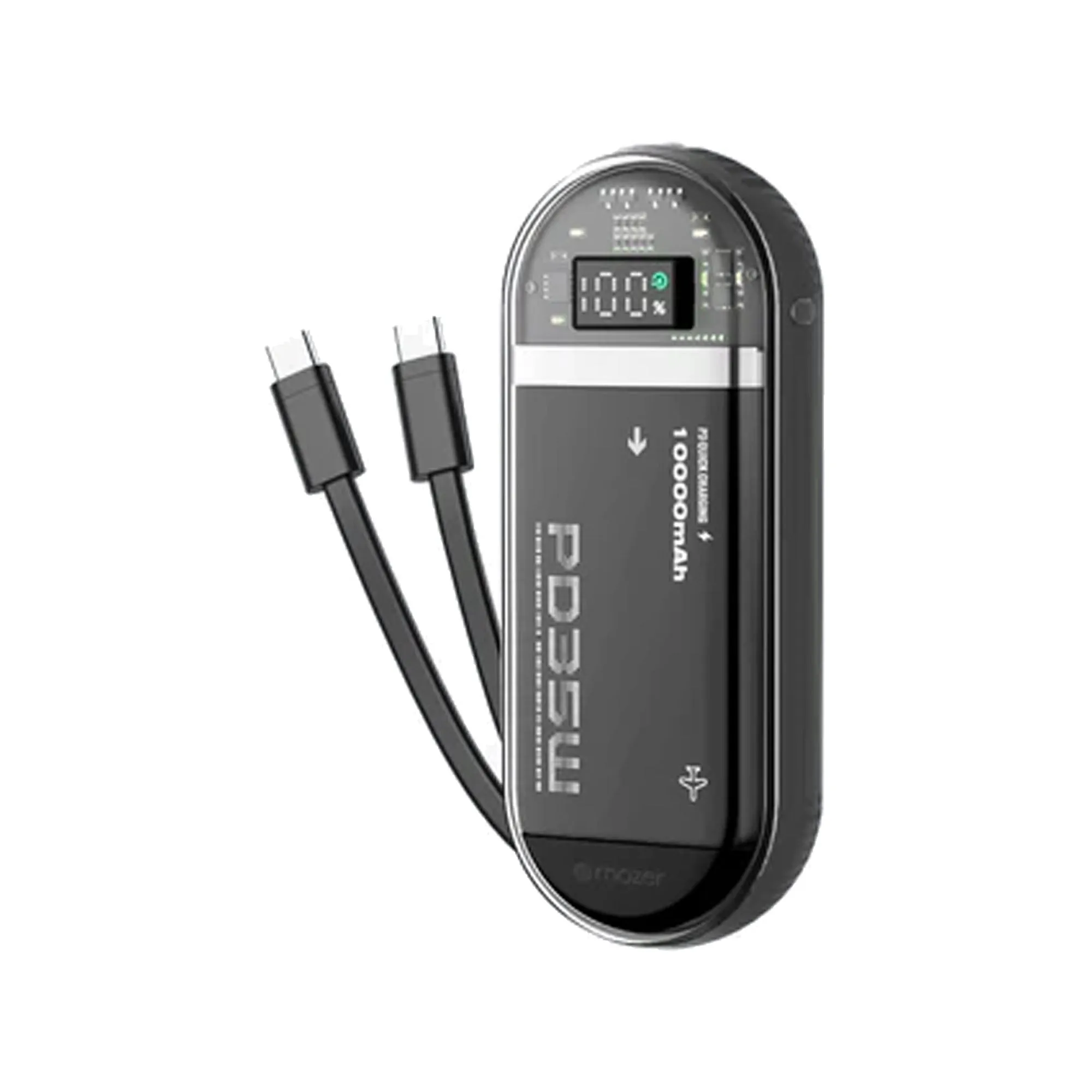 Mazer PowerCharge Link 1035 - Built-in Dual USB-C Cables Power Bank 10000mAh