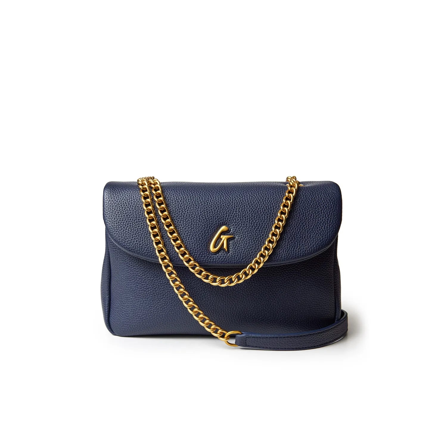 MEDIUM PEBBLE FLAP BAG - NAVY