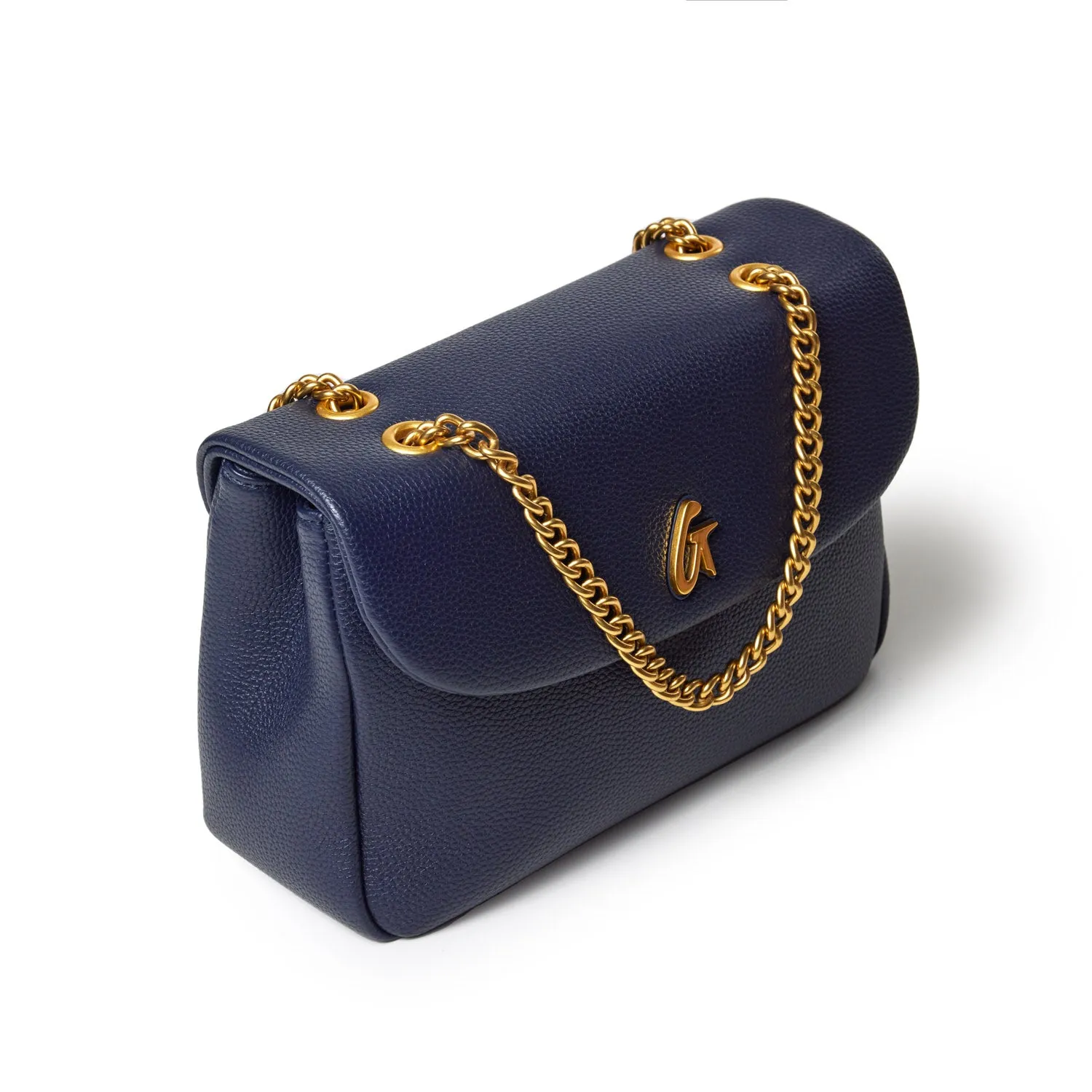 MEDIUM PEBBLE FLAP BAG - NAVY