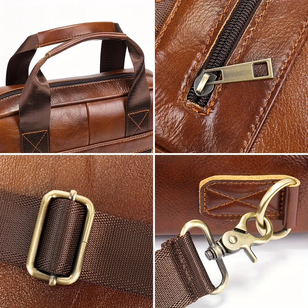 Men's Genuine Leather Shoulder Bags Crossbody Bags For Men Business Handbags For 13.3in Laptop