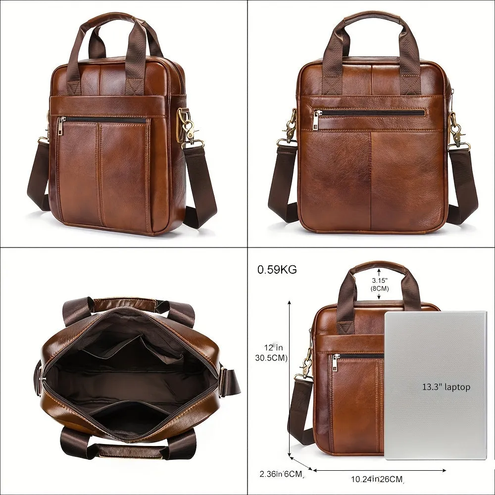 Men's Genuine Leather Shoulder Bags Crossbody Bags For Men Business Handbags For 13.3in Laptop