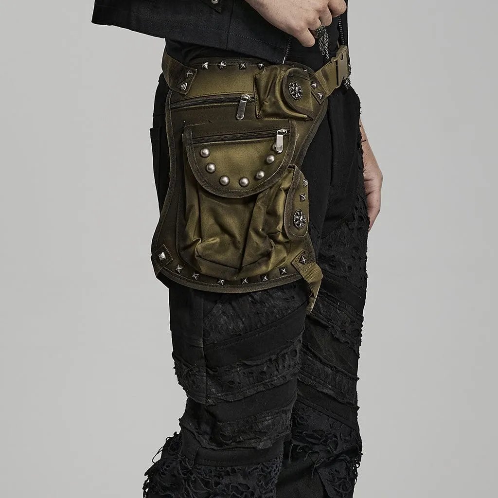 Men's Punk Big-Pocket Rivet Waist Bag