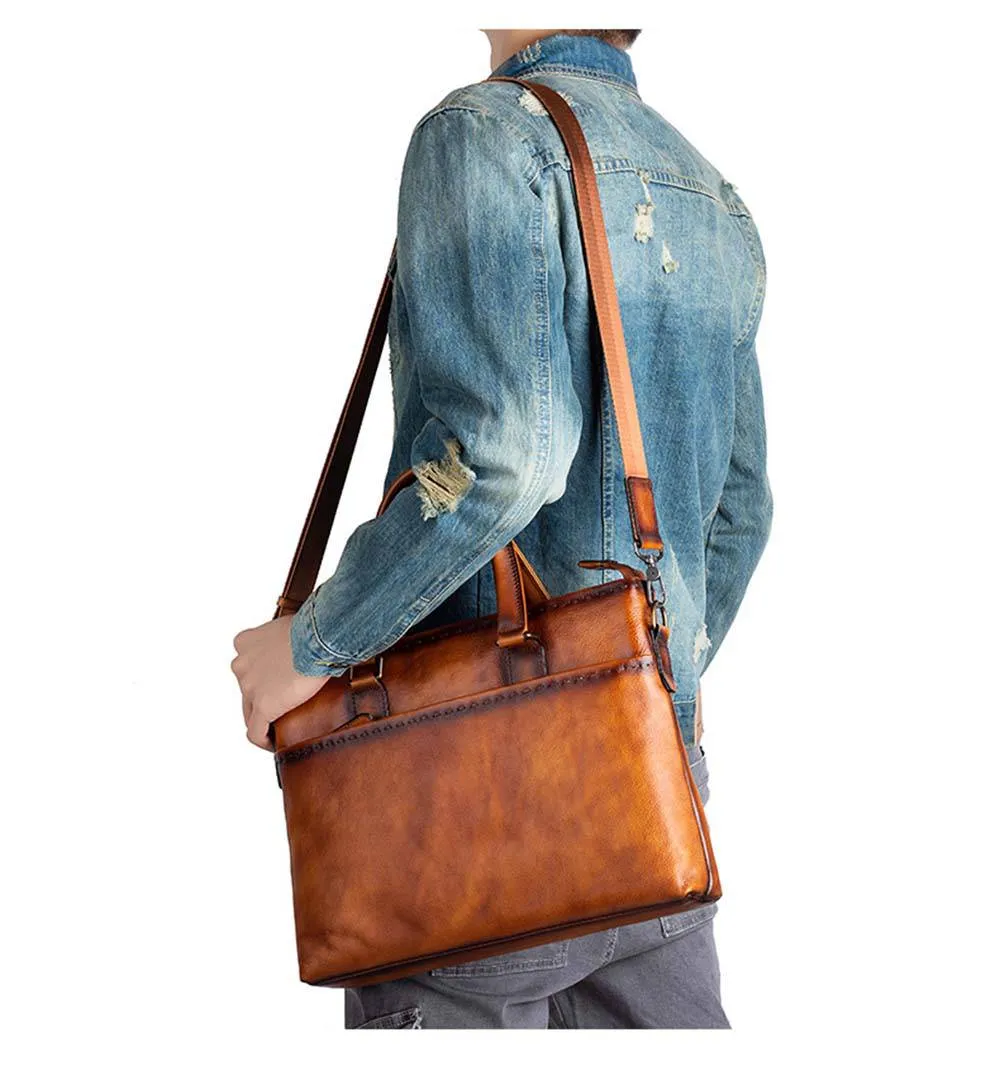 Mens Vintage Leather Buiness Briefcase Shoulder Cross Body Bag   2769