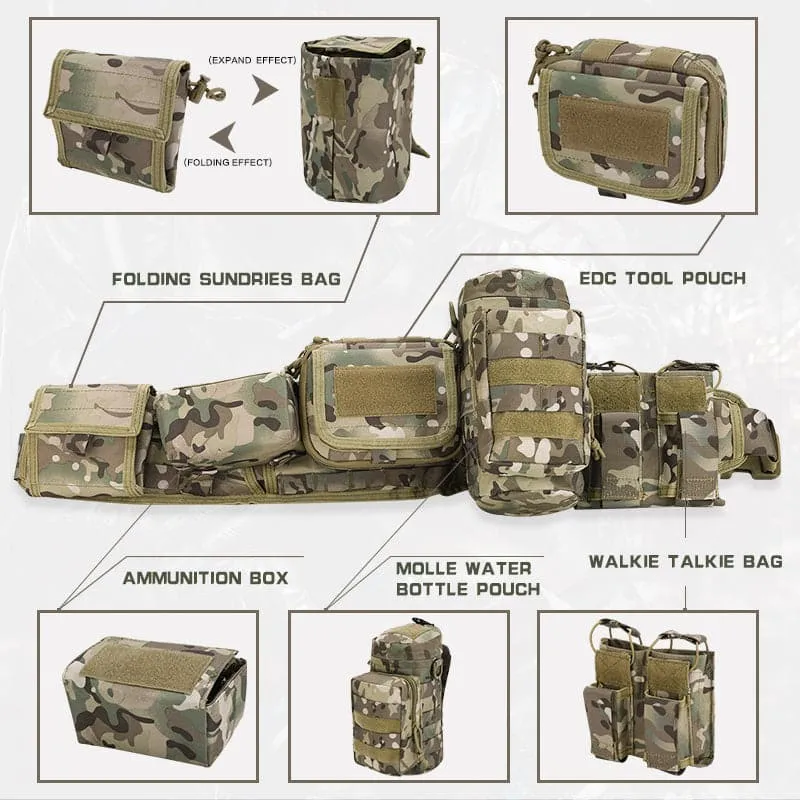 Military Padded Belt 1000D Nylon Molle Waist Combat Bag