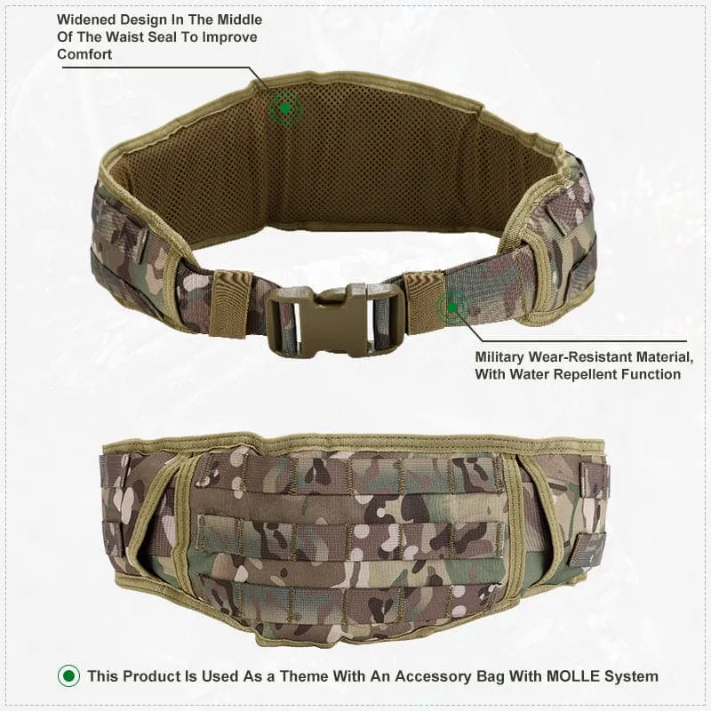 Military Padded Belt 1000D Nylon Molle Waist Combat Bag