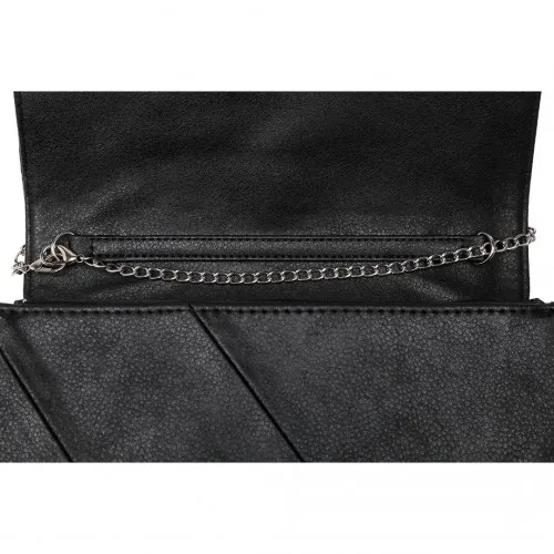 Miss Lulu Stylish Black Twill Clutch - Elegant Retro Chic Leather Chain Evening Bag for Formal Events