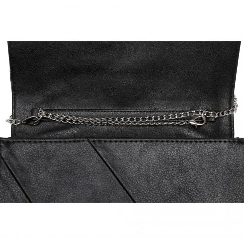 Miss Lulu Stylish Black Twill Clutch - Elegant Retro Chic Leather Chain Evening Bag for Formal Events