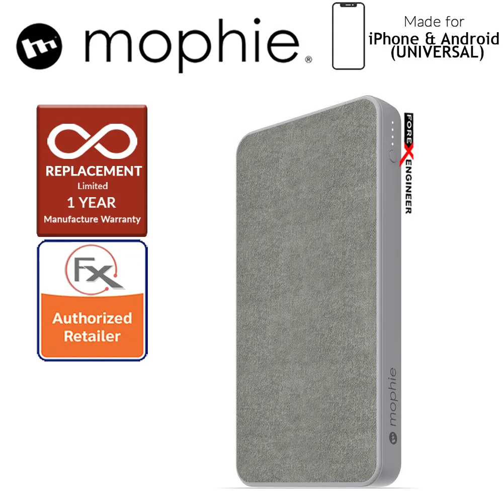 Mophie Powerstation 10,000mAh Power Bank for Smartphones, Tablets & USB Devices (Fabric Design) - Gray