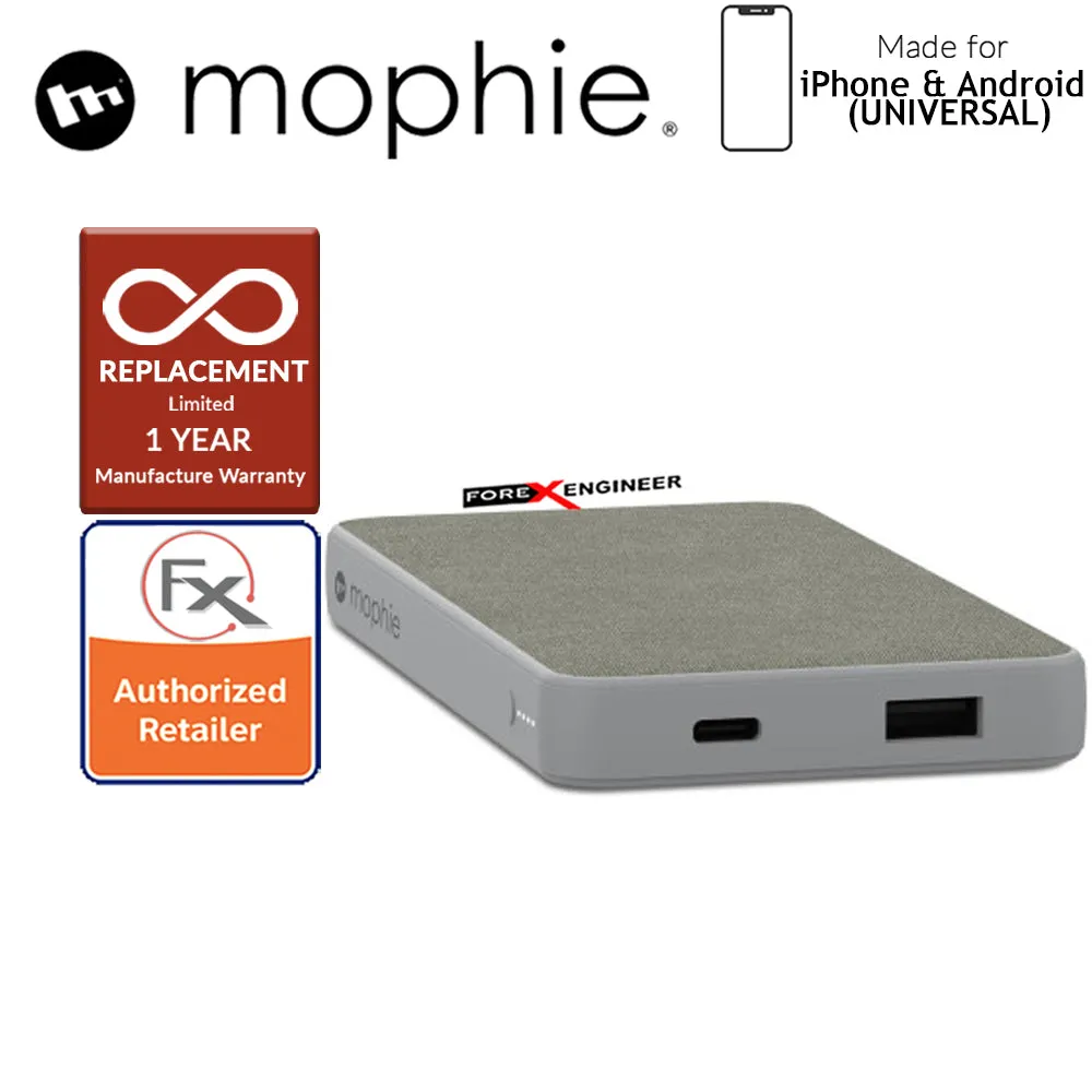 Mophie Powerstation 10,000mAh Power Bank for Smartphones, Tablets & USB Devices (Fabric Design) - Gray