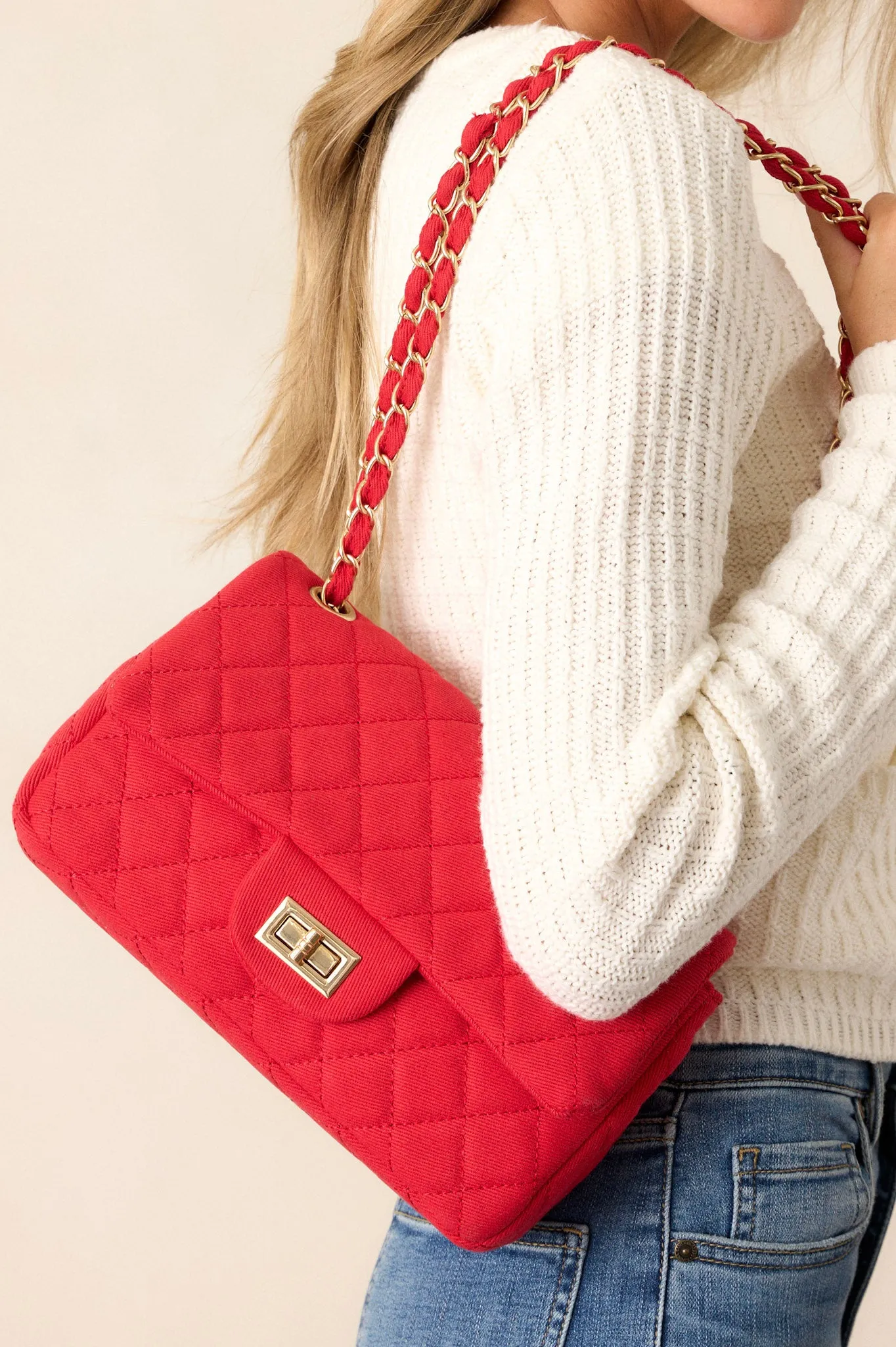 Move On Red Quilted Handbag