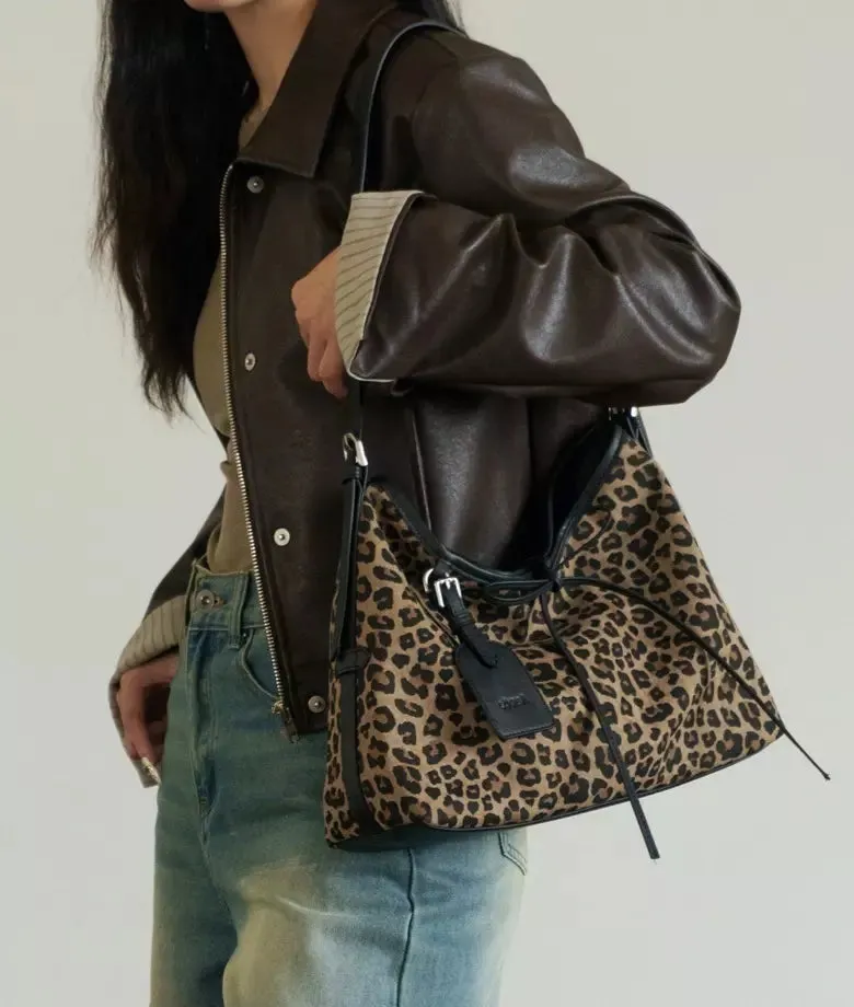 MS.POLKA leopard print hobo bag