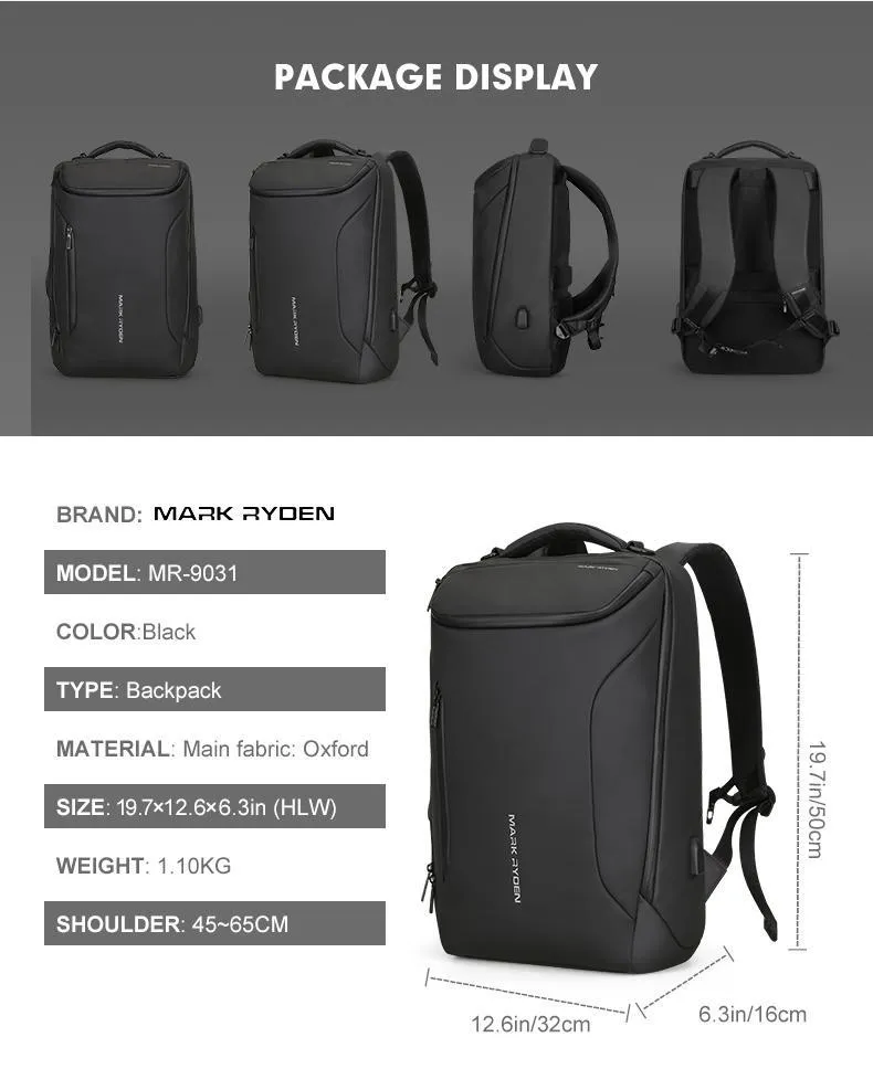 Multifunctional Anti-thief Fashion Backpack 15.6 inch Laptop USB Charging Travel Bag