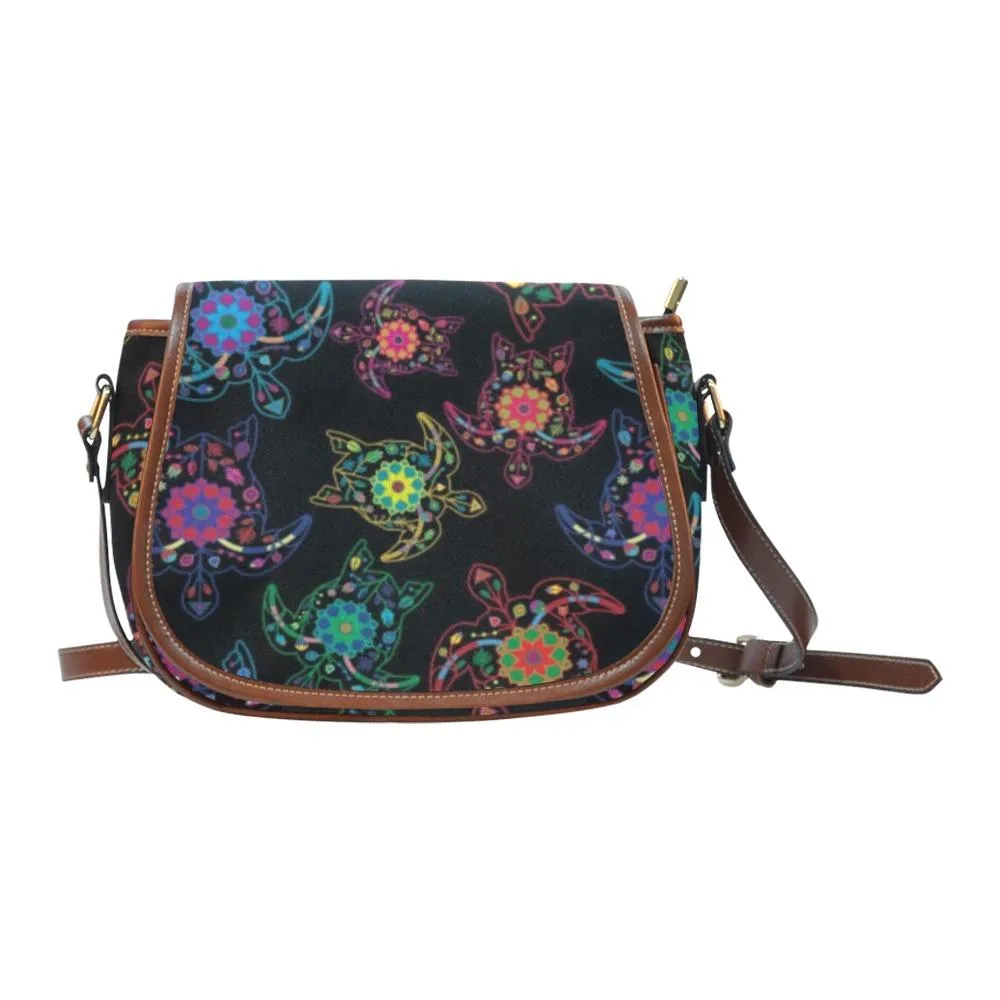 Neon Floral Turtles Saddle Bag/Small