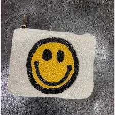 Nima  Smiley Face Beaded Coin Purse