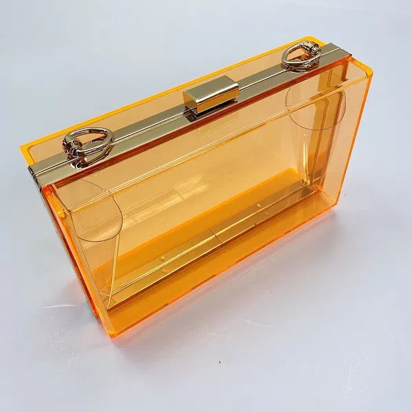 Orange Acrylic Evening Clutch Bag